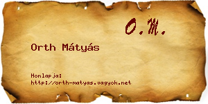 Orth Mátyás névjegykártya
